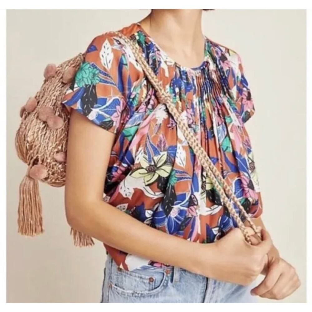 Anthropologie Dolan Left Coast Collection Pilar Pleated Top Terra Cotta Size S
